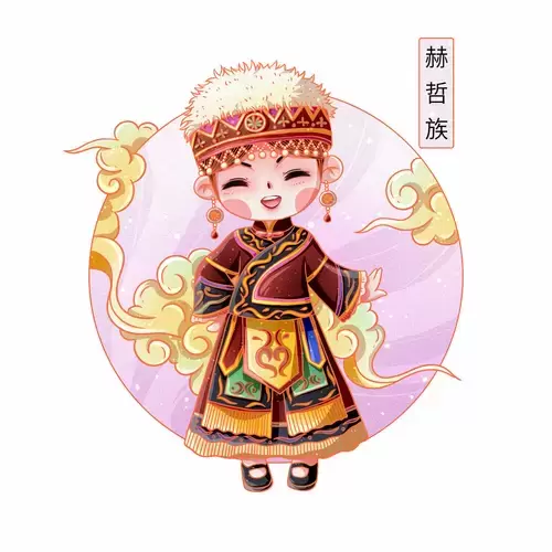 China's 56 Ethnic Groups,Hezhen Illustration Material