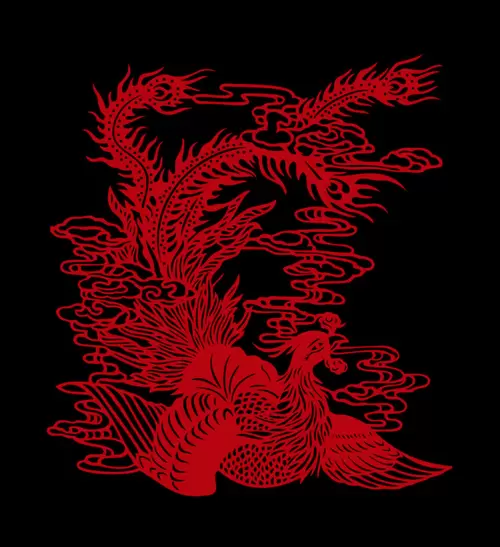 Dragon and Phoenix Pattern Illustration Material