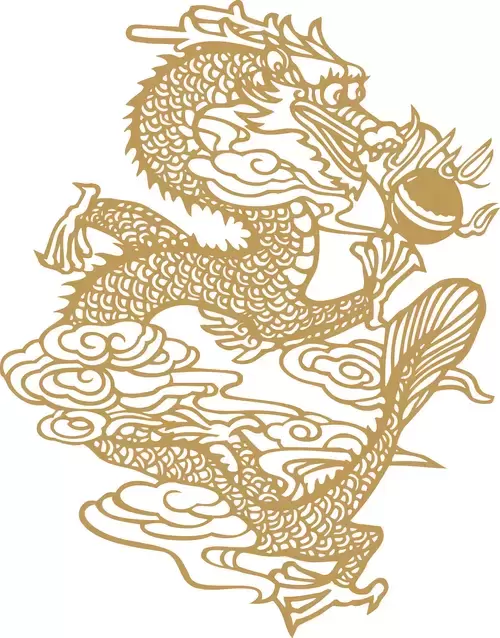 Pattern Dragon and Phoenix Illustration Material