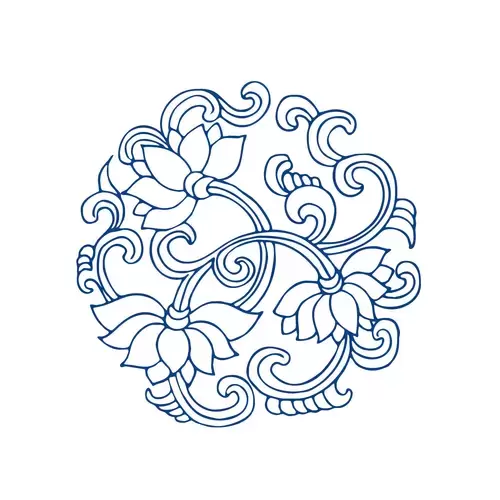 Blue And White Porcelain Pattern Illustration Material