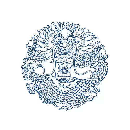 Blue And White Porcelain Pattern,Dragon Illustration Material