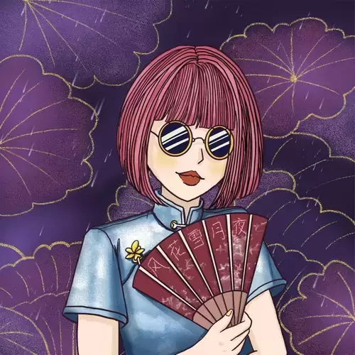 Girl in Cheongsam Illustration Material
