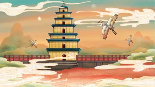 China Monuments,Giant Wild Goose Pagoda Illustration Material