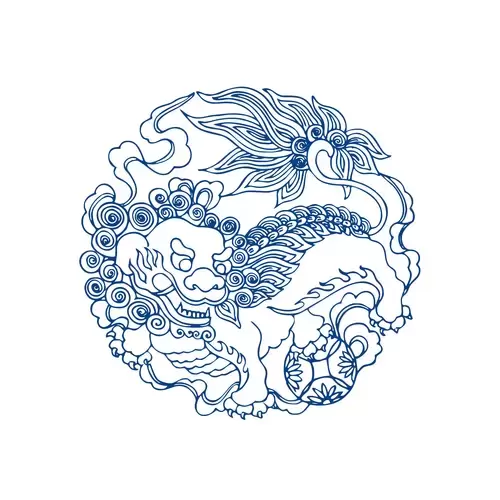 Blue And White Porcelain Pattern,麒麟 Illustration Material