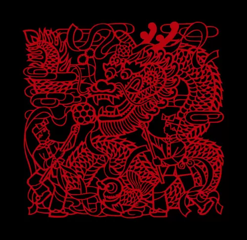 Dragon and Phoenix Pattern Illustration Material