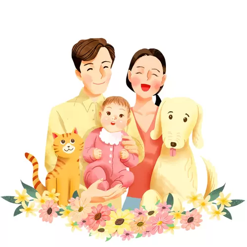 Parent-child Family Illustration Material