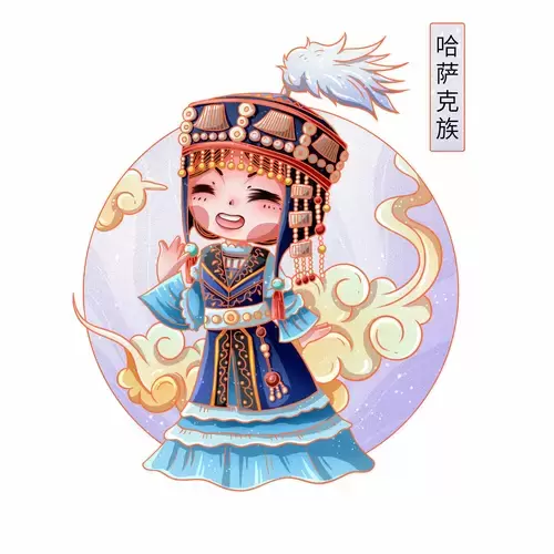 China's 56 Ethnic Groups,Kazakh Illustration Material