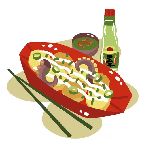 Local cuisine,Takoyaki Illustration Material