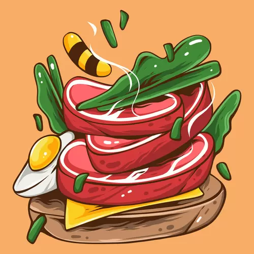 Comic style food Illustration Material