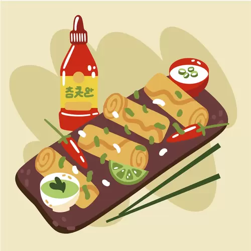 Local cuisine,Spring rolls Illustration Material