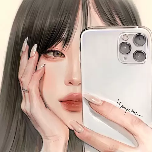 Beautiful Girl,Selfie Illustration Material