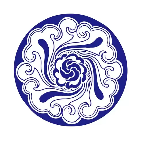 Blue and White Pottery Pattern Illustration Material