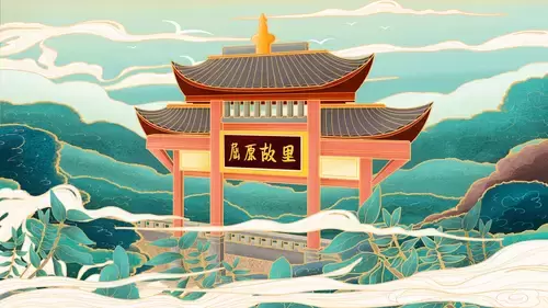China Monuments,Qu Yuan's hometown Illustration Material