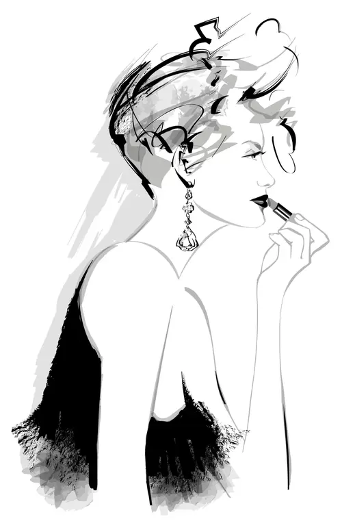 Fashion Woman,Cartoon,Painted Illustration Material