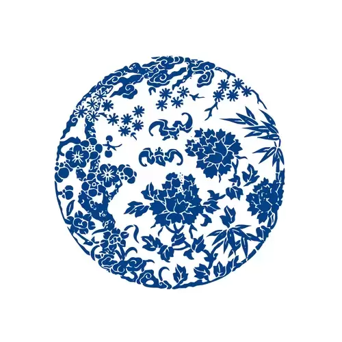 Blue And White Porcelain Pattern Illustration Material