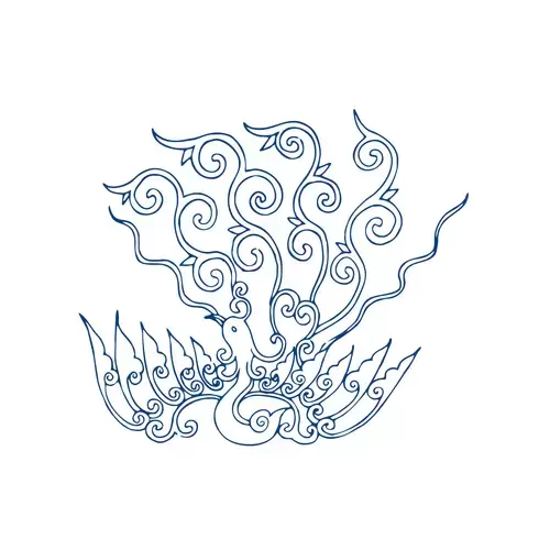 Blue And White Porcelain Pattern,Phoenix Illustration Material