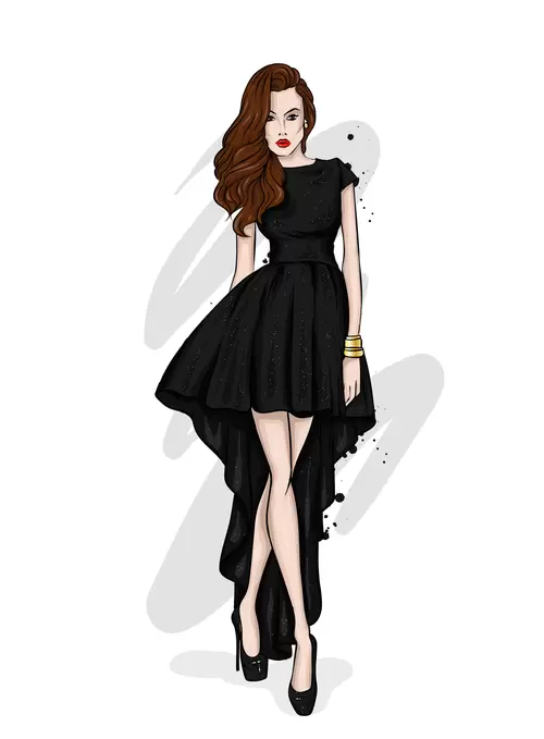 European and American fashionable women Illustration Material