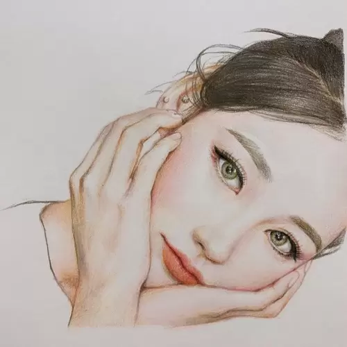 Beautiful Girl,Cheek support Illustration Material