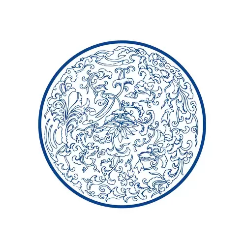 Blue And White Porcelain Pattern Illustration Material