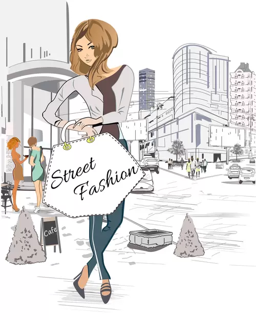 Sweet Fashion Women Illustration Material