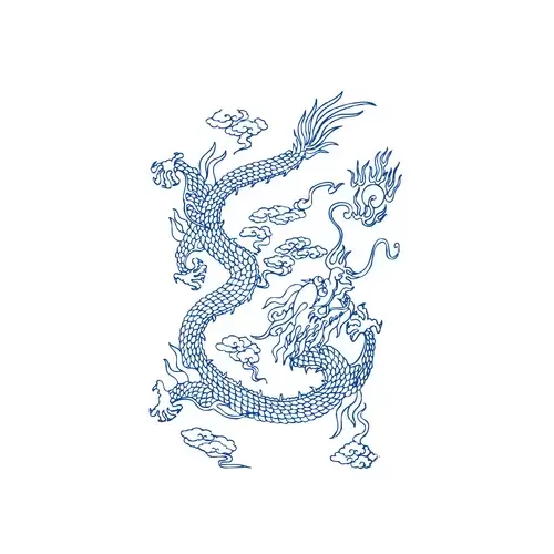 Blue And White Porcelain Pattern,Dragon Illustration Material