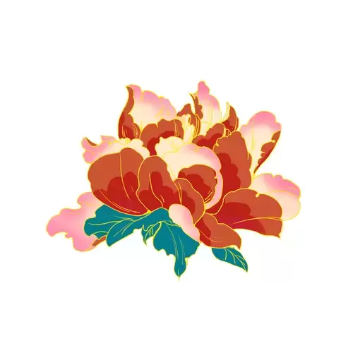 Red Peony Flower Illustration Material