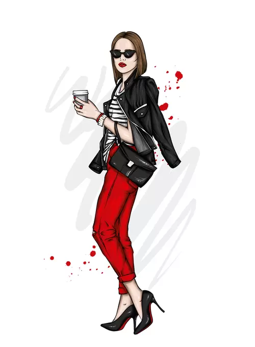 European and American fashionable women Illustration Material