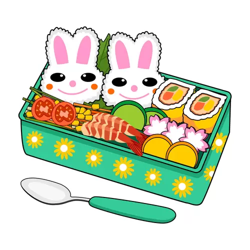 Japanese bento,Rabbit pattern Illustration Material