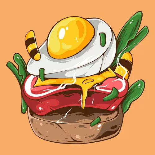 Comic style food Illustration Material