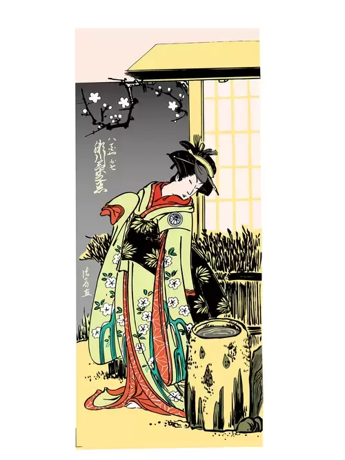 Japanese Ukiyo-e Illustration Material