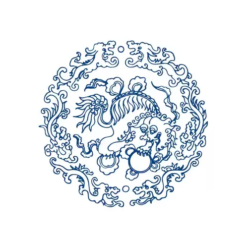 Blue And White Porcelain Pattern,麒麟 Illustration Material