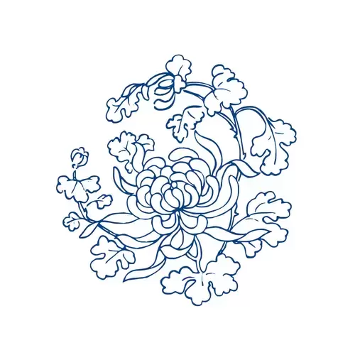 Blue And White Porcelain Pattern Illustration Material