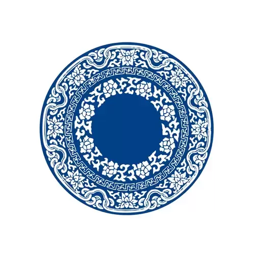 Blue And White Porcelain Pattern Illustration Material