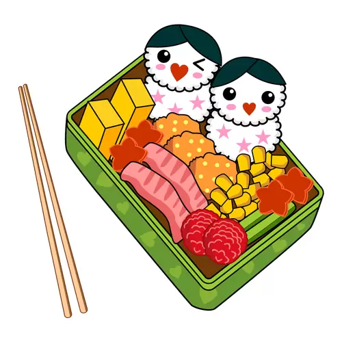 Japanese bento,Smiley face pattern Illustration Material