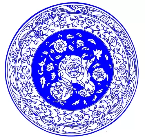 Blue and White Pottery Pattern Illustration Material