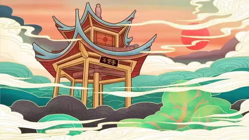 China Monuments,Wanli Pavilion Illustration Material