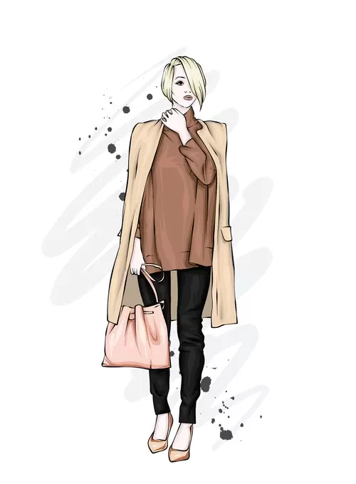 European and American fashionable women Illustration Material