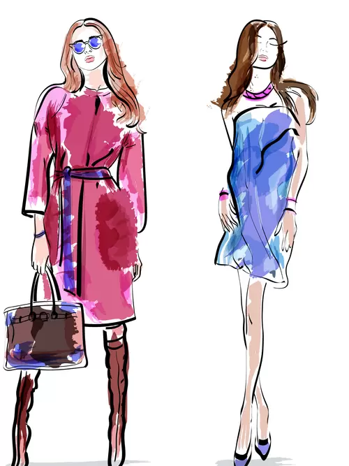 Fashion Woman,Painted Illustration Material