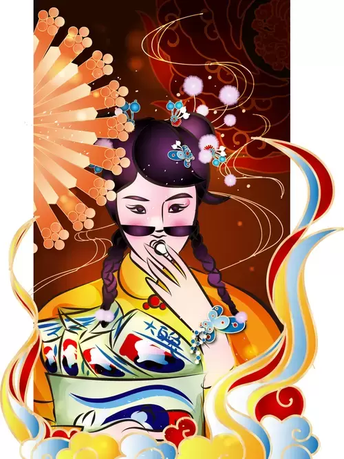 Girl in hanfu Illustration Material