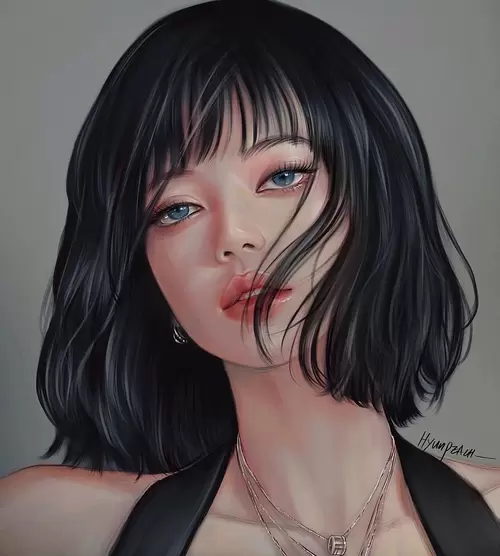 Beautiful Girl,Black Hair, Pain Illustration Material