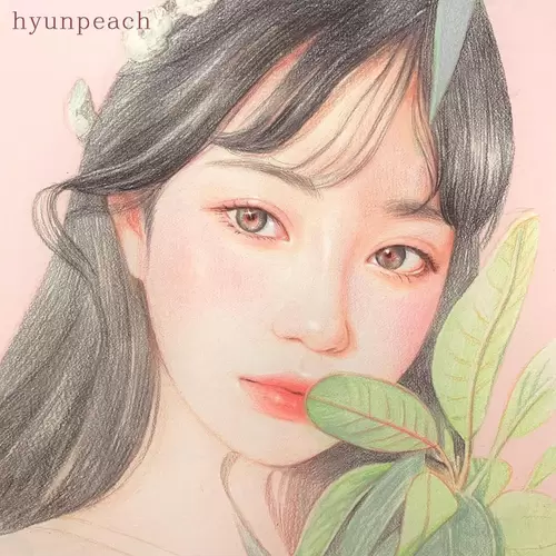 Beautiful Girl,Green Leaves Illustration Material