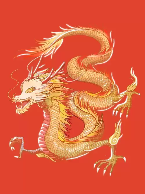 Legendary Animal,Golden Dragon Illustration Material