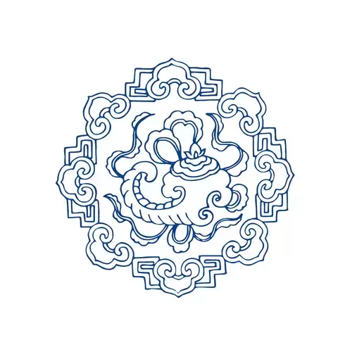 Blue And White Porcelain Pattern Illustration Material