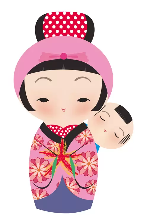 Japanese kimono doll,Woman Illustration Material