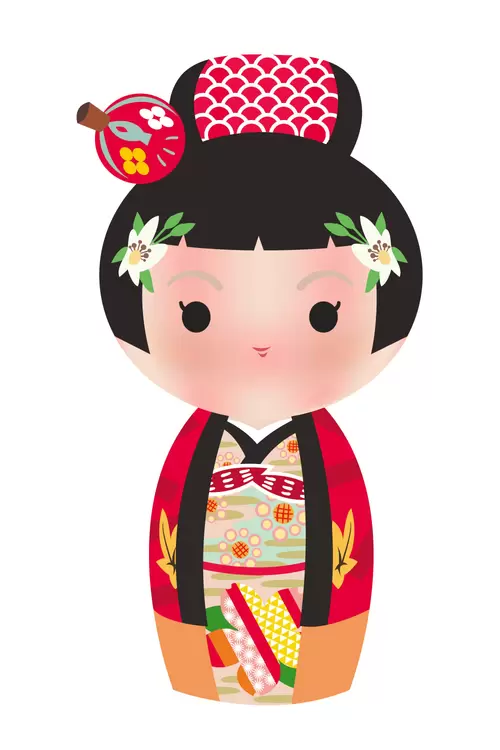 Japanese kimono doll,Woman Illustration Material