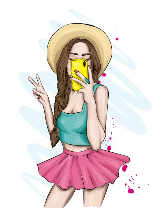 European and American fashionable women Illustration Material