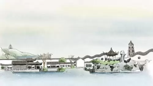 Water Villages in Southern China Illustration Material