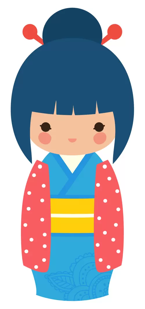 Japanese kimono doll,Girl Illustration Material