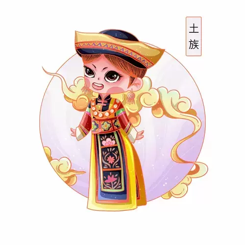China's 56 Ethnic Groups,Tu Illustration Material