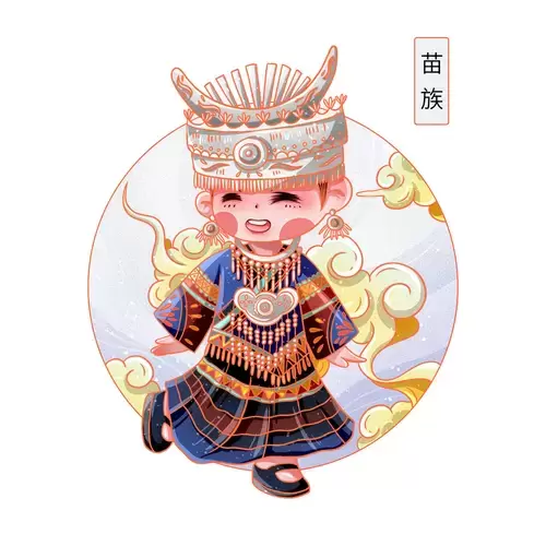 China's 56 Ethnic Groups,Miao Illustration Material